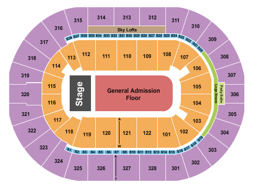 BOK Center End Stage GA Seating Chart