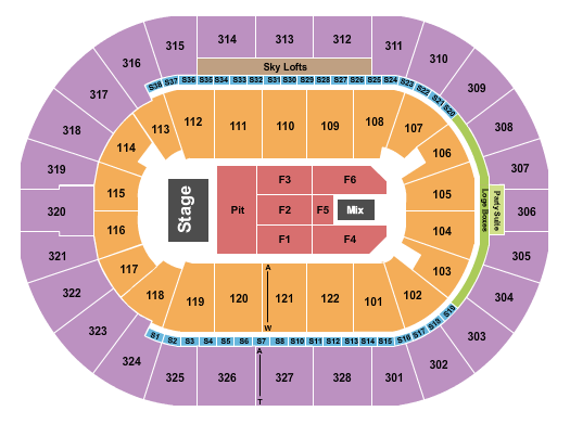 BOK Center Endstage GA Pit Seating Chart