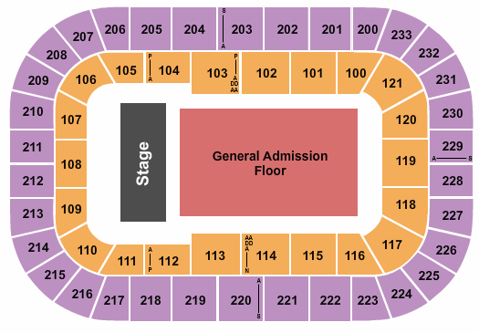 Bon Secours Wellness Arena End stage GA floor Seating Chart
