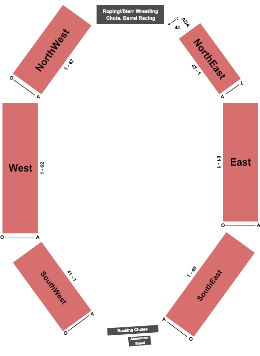 seating chart for Booster Club Arena - Rodeo - eventticketscenter.com
