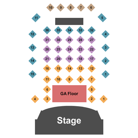 Boot Barn Hall At Bourbon Brothers - GA Endstage Tables 3 Seating Chart