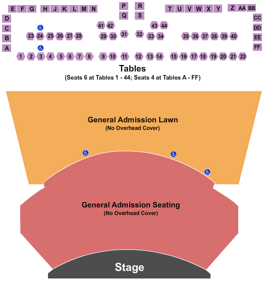 Koka Booth Amphitheatre At Regency Park Endstage GA & Tables Seating Chart