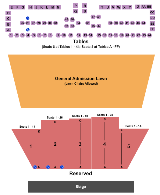 Koka Booth Amphitheatre At Regency Park Reserved Lawn Tables 2 Seating Chart
