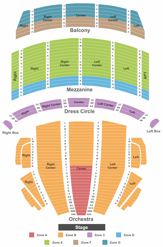 Citizens Bank Opera House End Stage - Interactive Zone Seating Chart