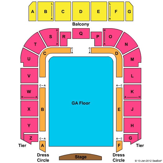 Boutwell Auditorium Endstage GA Seating Chart