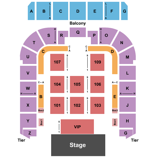 Seatmap for boutwell auditorium