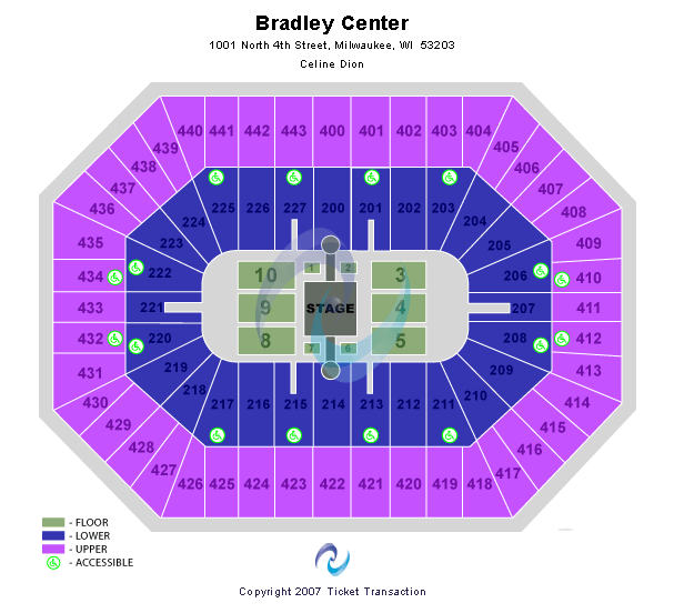 BMO Harris Bradley Center Celine Dion Seating Chart