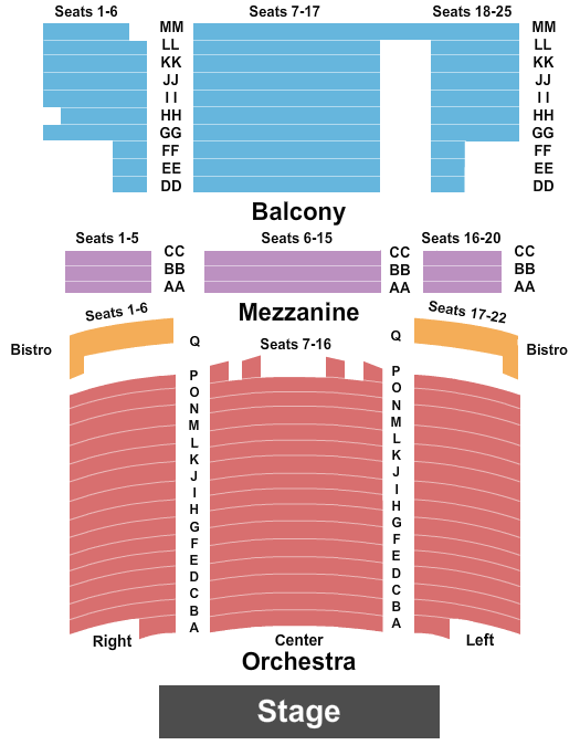 Brauntex Performing Arts Theatre Seating Map