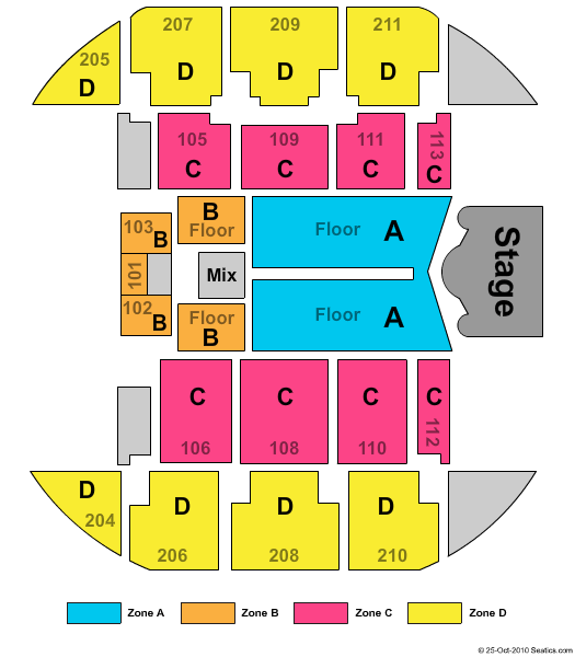 Brick Breeden Fieldhouse Carrie Underwood Zone Seating Chart