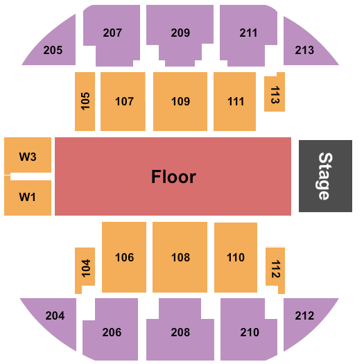Brick Breeden Fieldhouse Endstage Reserved Floor Seating Chart