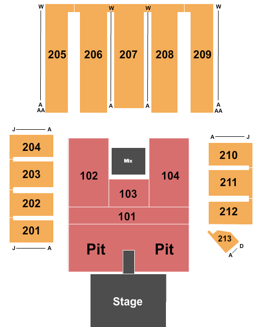 Bridge View Center Expo Hall End Stage Pit Seating Chart
