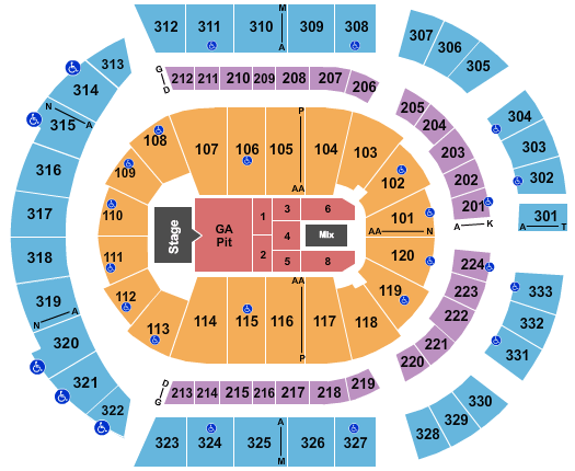 Bridgestone Arena All for the Hall: Keith Urban Seating Chart