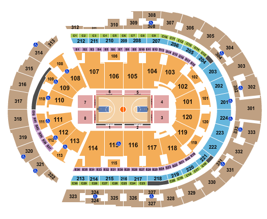 Bridgestone Arena Basketball Rows Seating Chart