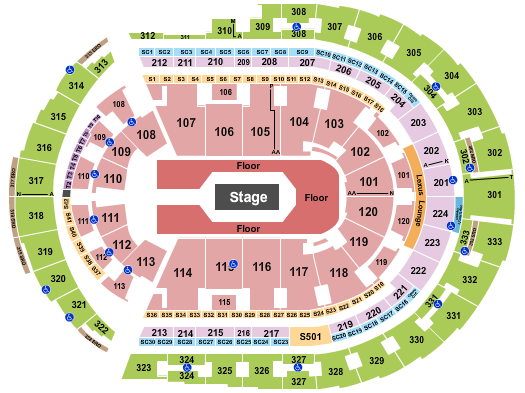 Bridgestone Arena Center Stage GA Floor Seating Chart