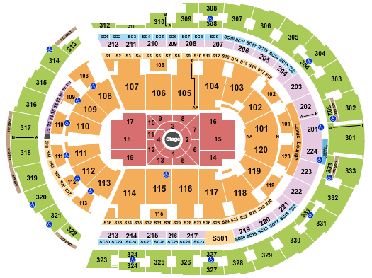 Bridgestone Arena Center Stage Seating Chart