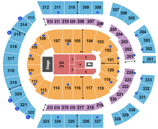 seating chart for Bridgestone Arena - Dan & Shay - eventticketscenter.com