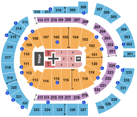 Bridgestone Arena Dan and Shay 2024 Seating Chart