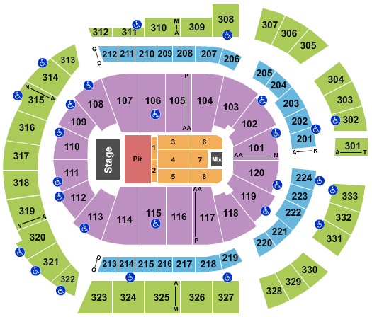 seating chart for Bridgestone Arena - Dave Matthews Band - eventticketscenter.com