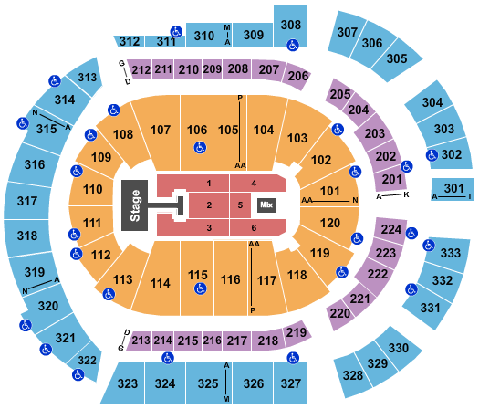 seating chart for Bridgestone Arena - Depeche Mode - eventticketscenter.com