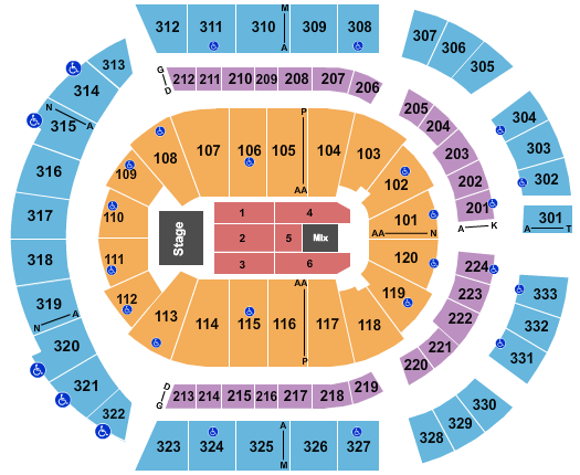 seating chart for Bridgestone Arena - Elevation Worship - eventticketscenter.com