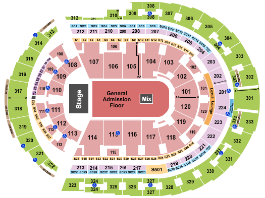 Bridgestone Arena Endstage GA Floor 2 Seating Chart