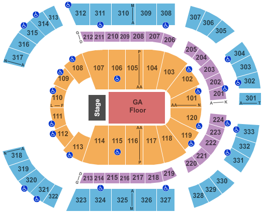 Bridgestone Arena End Stage GA Seating Chart