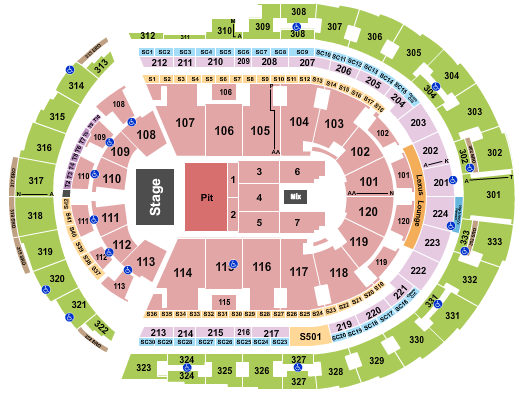 Bridgestone Arena Endstage GA Pit 2 Seating Chart