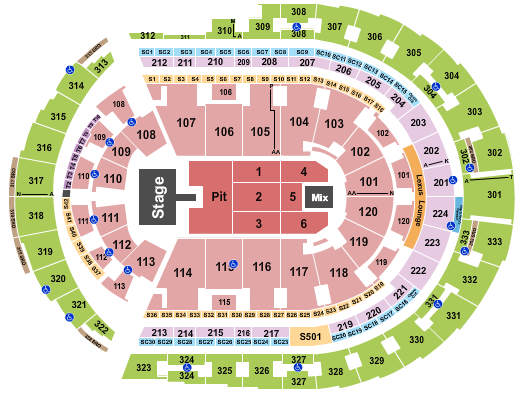 Bridgestone Arena Endstage GA Pit w/ Catwalk Seating Chart
