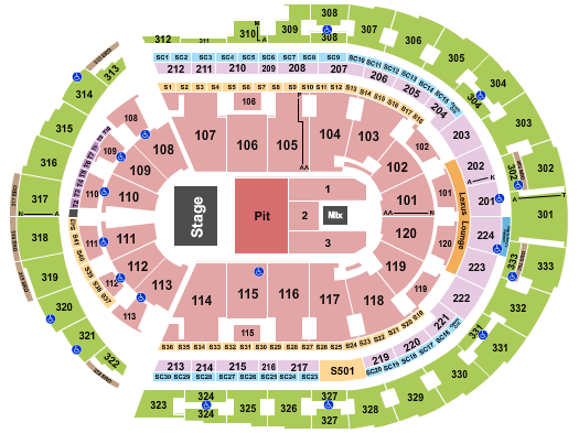Bridgestone Arena Endstage Pit 2 Seating Chart