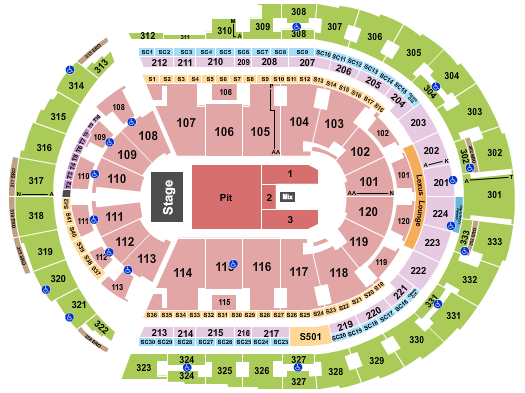 Bridgestone Arena Endstage Pit 3 Seating Chart