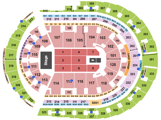 Bridgestone Arena End Stage Seating Chart