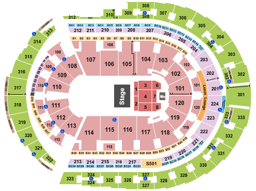 Bridgestone Arena (Formerly Sommet Center) Seating Chart