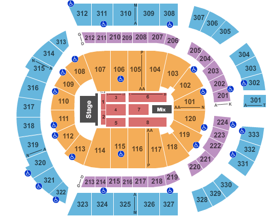 Bridgestone Arena Hall and Oats Seating Chart