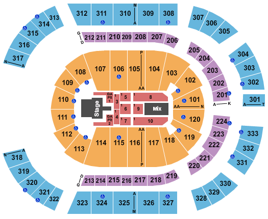 Bridgestone Arena Imagine Dragons Seating Chart