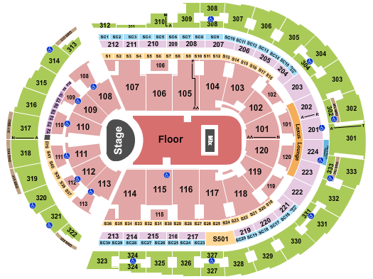 Nickel Creek Bridgestone Arena Seating Chart