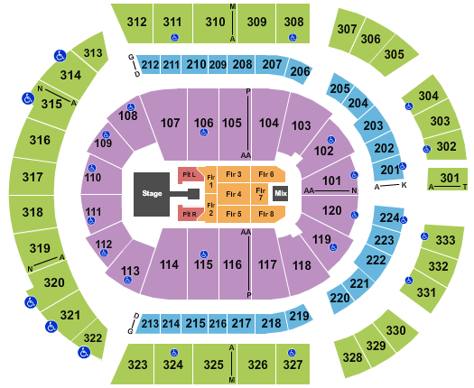 seating chart for Bridgestone Arena - Kane Brown - eventticketscenter.com