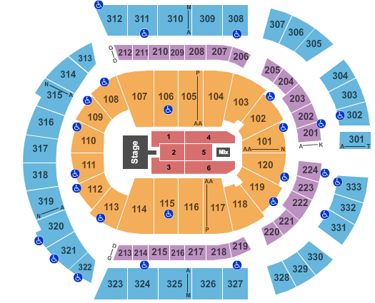 seating chart for Bridgestone Arena - Kid Rock 2 - eventticketscenter.com
