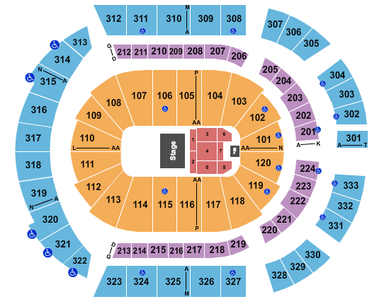Bridgestone Arena Los Tigres del Norte Seating Chart
