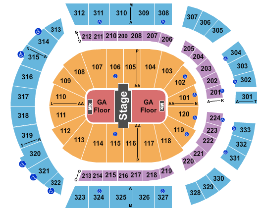 Bridgestone Arena Mumford and Sons Seating Chart