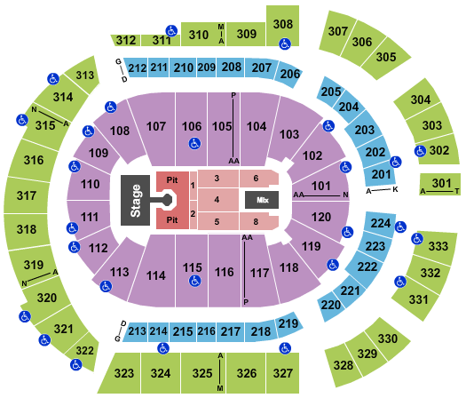 seating chart for Bridgestone Arena - Nickelback - eventticketscenter.com