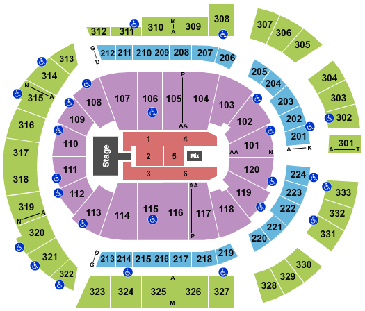 seating chart for Bridgestone Arena - Pentatonix - eventticketscenter.com