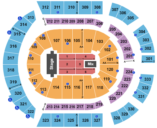 Bridgestone Arena TSO 2019 Seating Chart