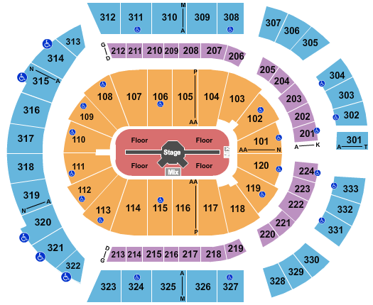 seating chart for Bridgestone Arena - The Send - eventticketscenter.com
