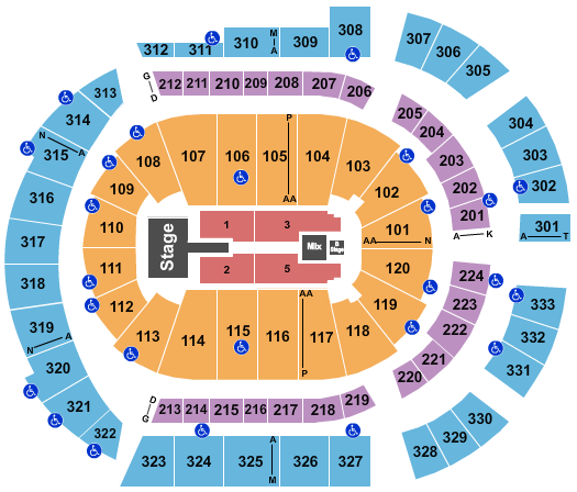 seating chart for Bridgestone Arena - Thomas Rhett 2 - eventticketscenter.com
