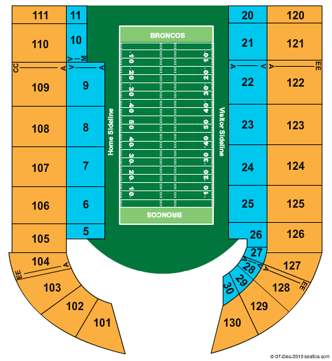Albertsons Stadium Humanitarian Bowl 2010 Seating Chart