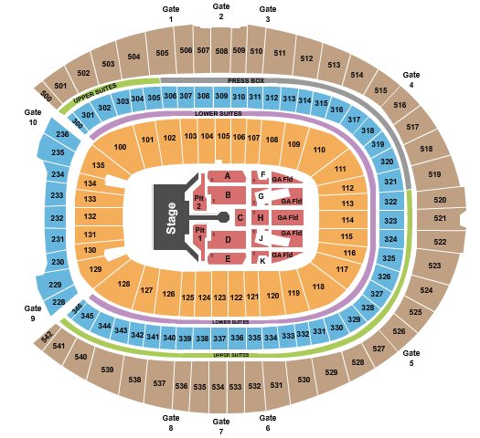 Empower Field At Mile High Rolling Stones - not working Seating Chart