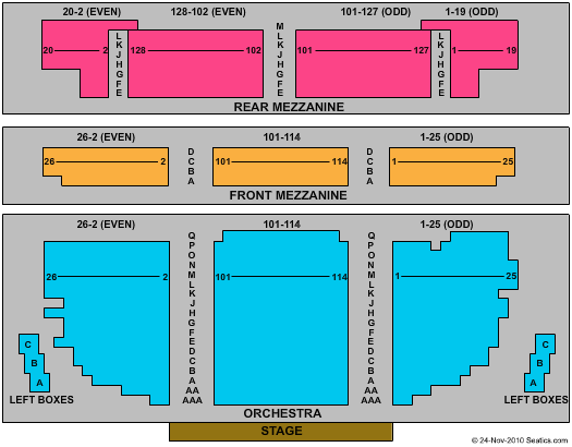 Lena Horne Theatre End Stage Seating Chart