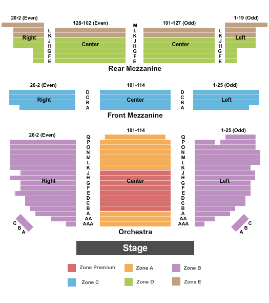 seating chart for Lena Horne Theatre - Int Zone End Stage - eventticketscenter.com
