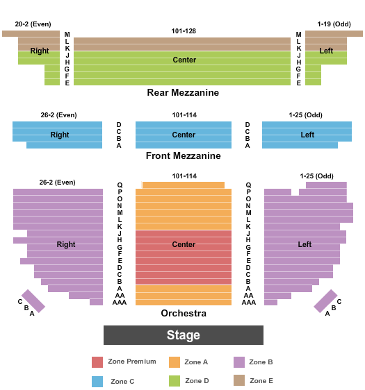 Lena Horne Theatre Endstage IntZone 2 Seating Chart
