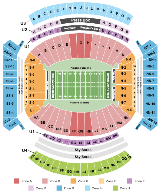 2020 Alabama Crimson Tide Football Season Tickets Includes Tickets To All Regular Season Home Games Bryant Denny Stadium Tuscaloosa AL